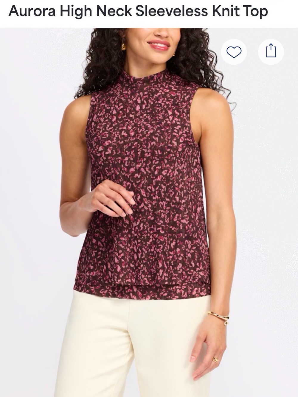 NWOT High Neck Sleeveless Top - Pink/Burgundy